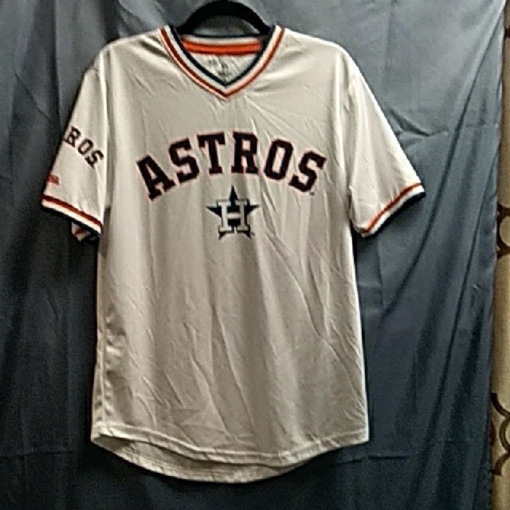 Stitches MLB Houston Astros V-Neck Baseball Jersey Shirt Size M